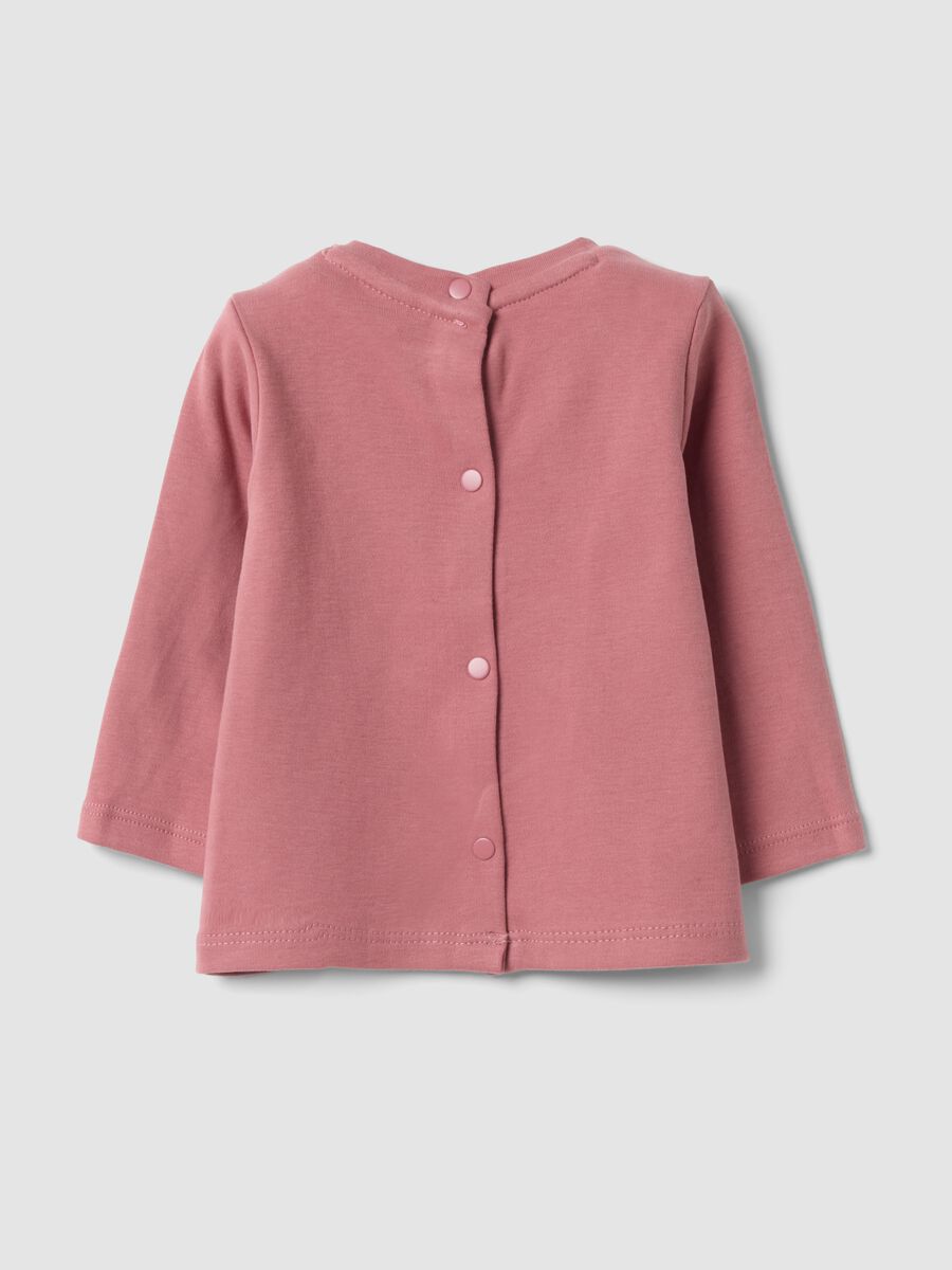 Maglietta rosa in puro cotone organico con stampa regular fit_1