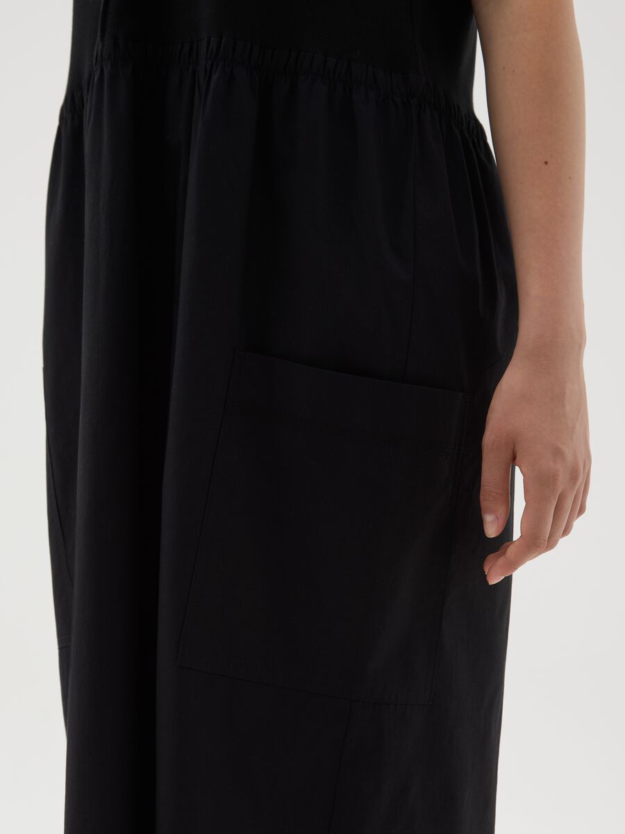 Women's long black cotton dress regular fit_2