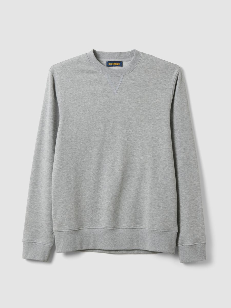 Grey crew-neck cotton-blend sweatshirt, regular fit_0