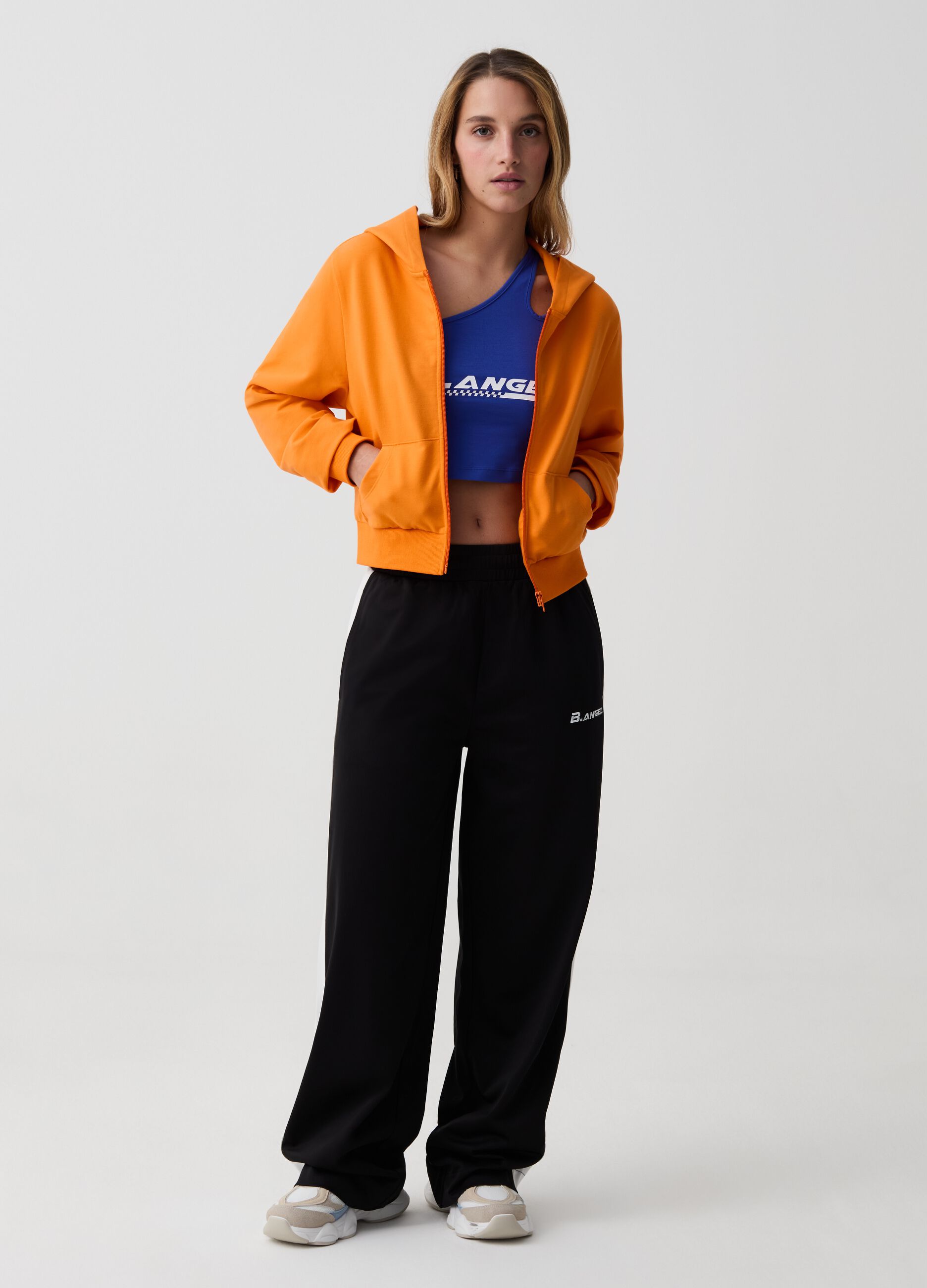 Full-zip cropped in felpa con cappuccio B.ANGEL X MARE FUORI