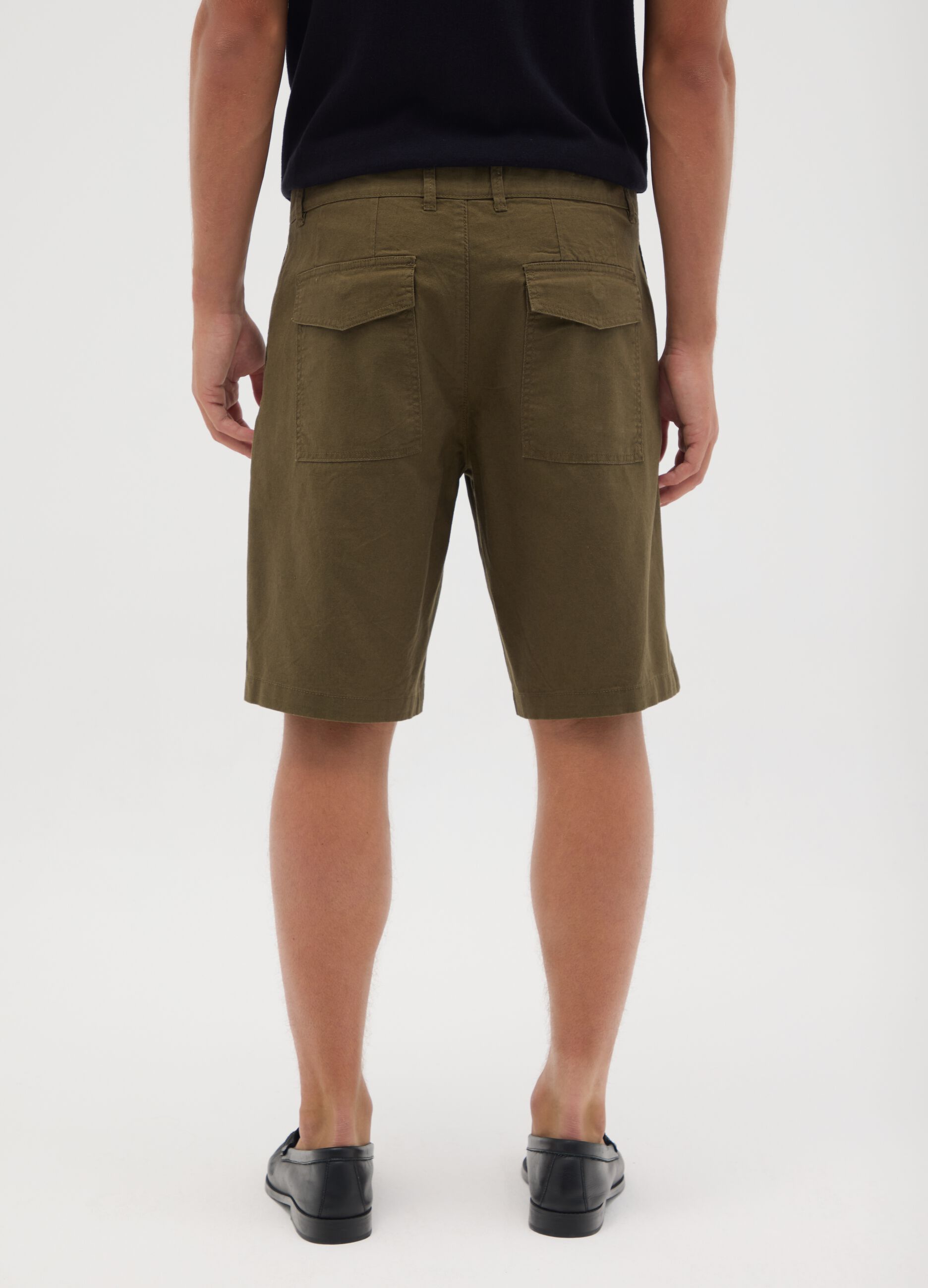 Men's Regular Fit Green Cotton Blend Shorts