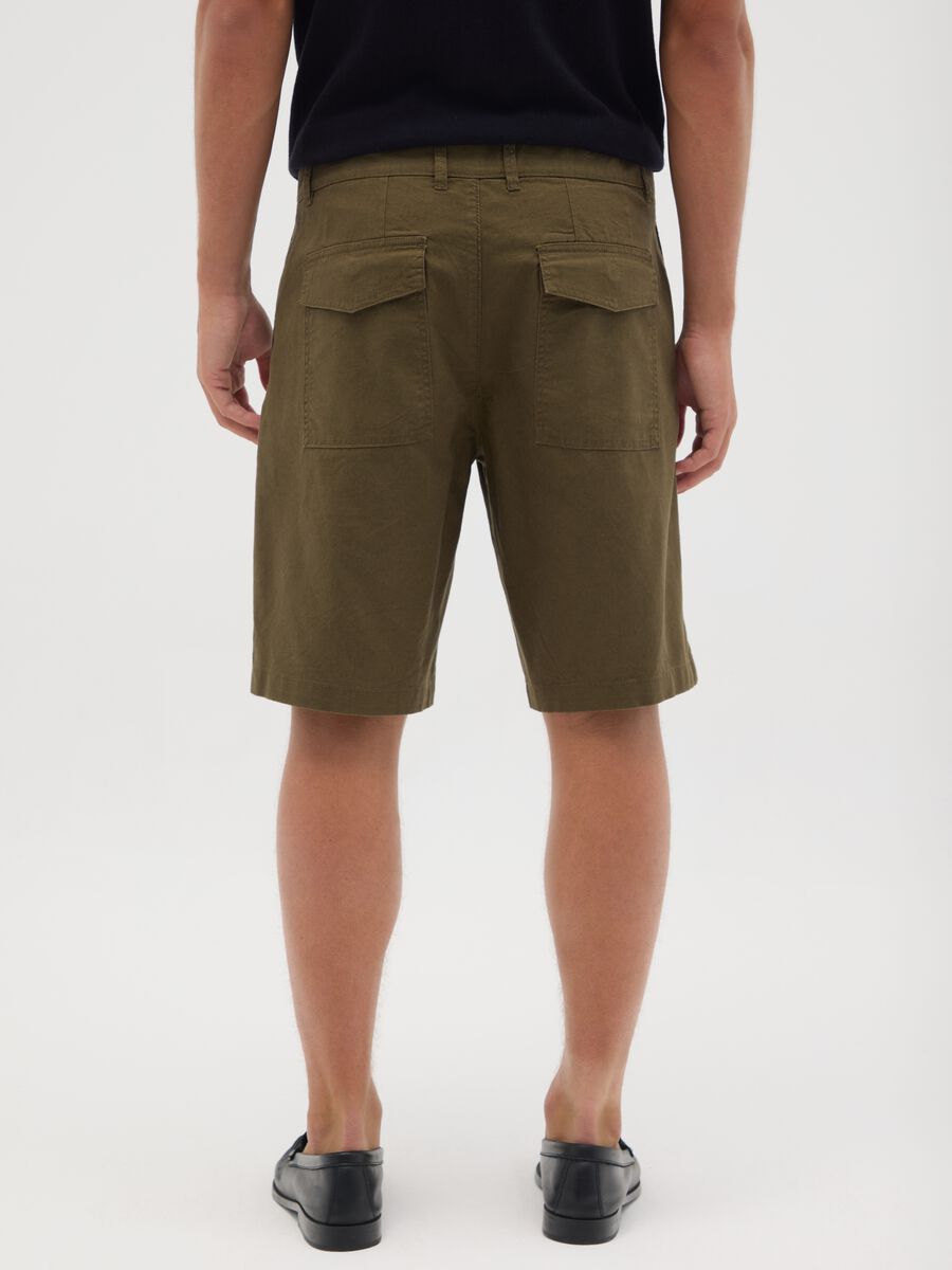 Men's Regular Fit Green Cotton Blend Shorts_2