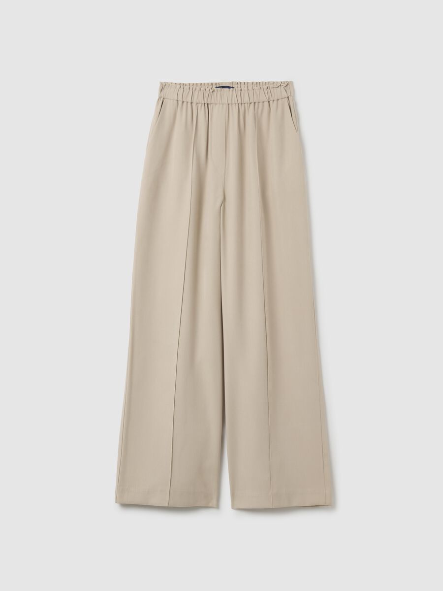 Pantaloni The Iconic Pants beige a gamba larga_4