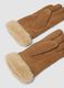 Brown genuine leather gloves with soft cuff_1