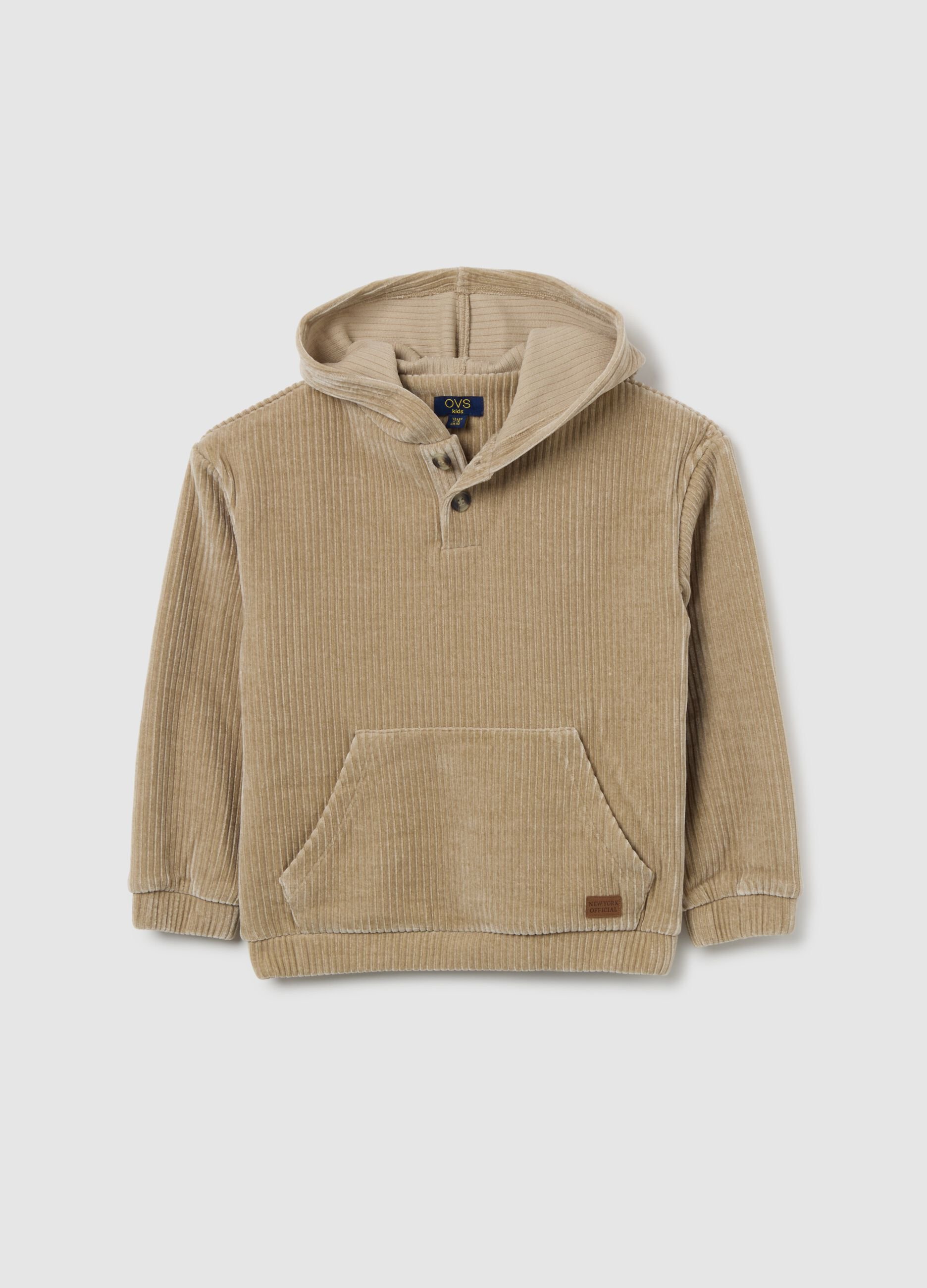Beige velour hoodie
