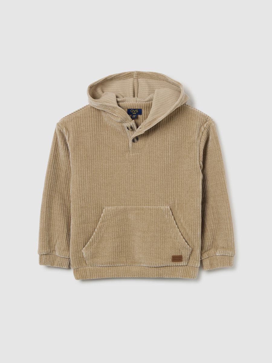 Beige velour hoodie_0