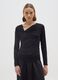 Black long-sleeved stretch viscose T-shirt_1