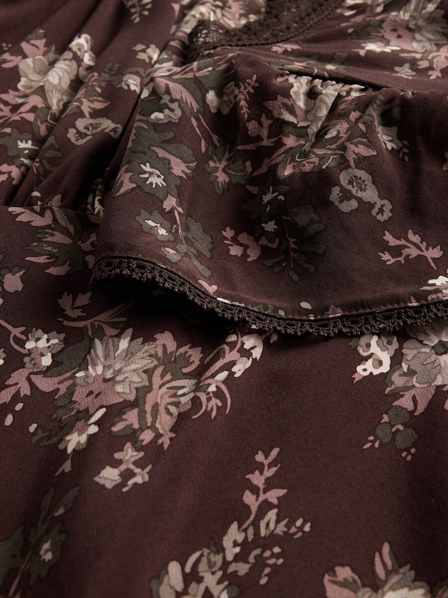 Brown pure viscose dress with floral print_7