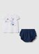 Baby girl's pure white and blue cotton set with ruffles_0