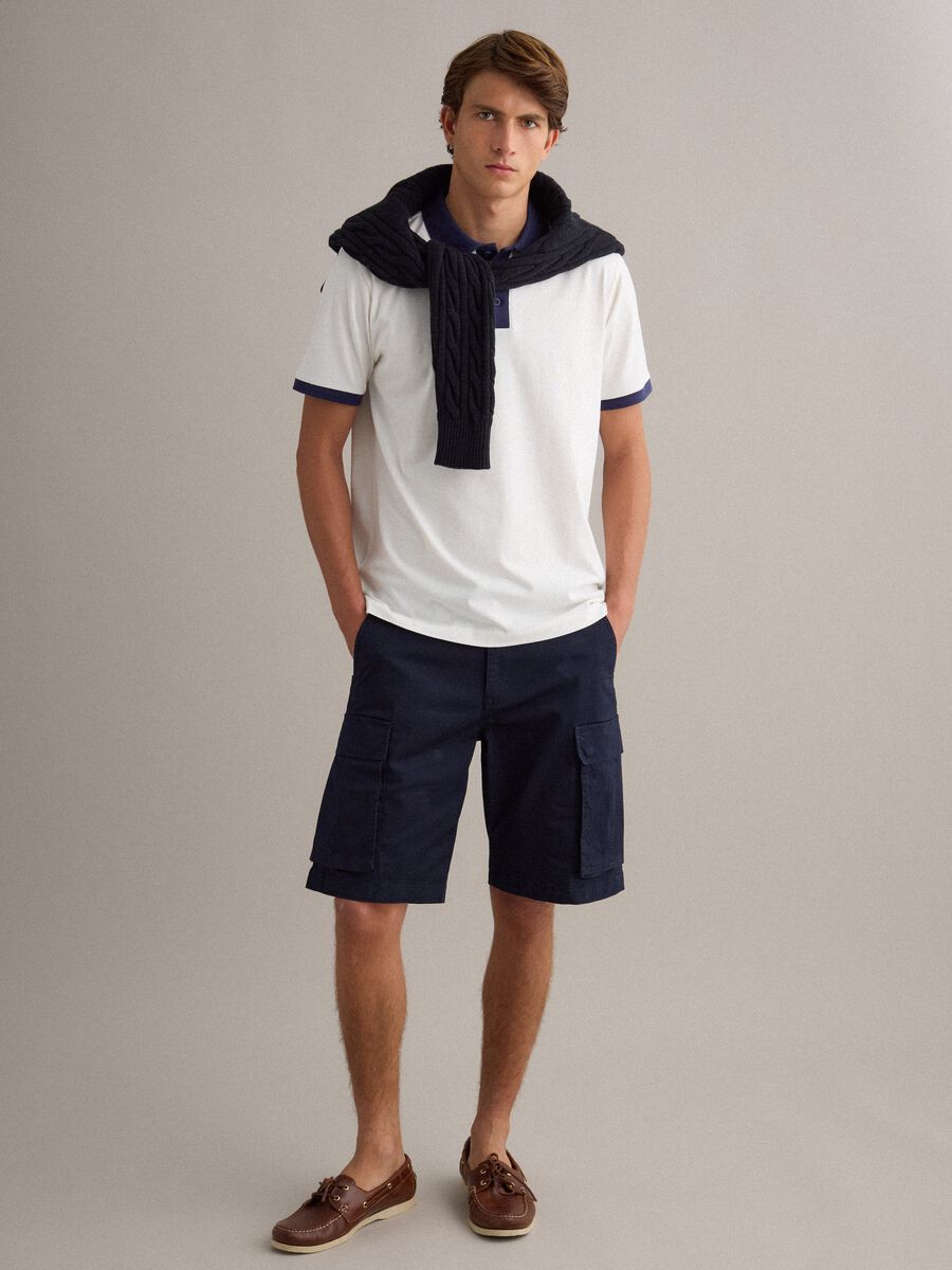 Pantaloncini cargo in cotone elasticizzato blu regular fit_0