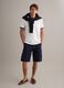 Blue stretch cotton cargo shorts, regular fit_0
