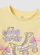 Yellow regular fit pure cotton girl's t-shirt with print_2