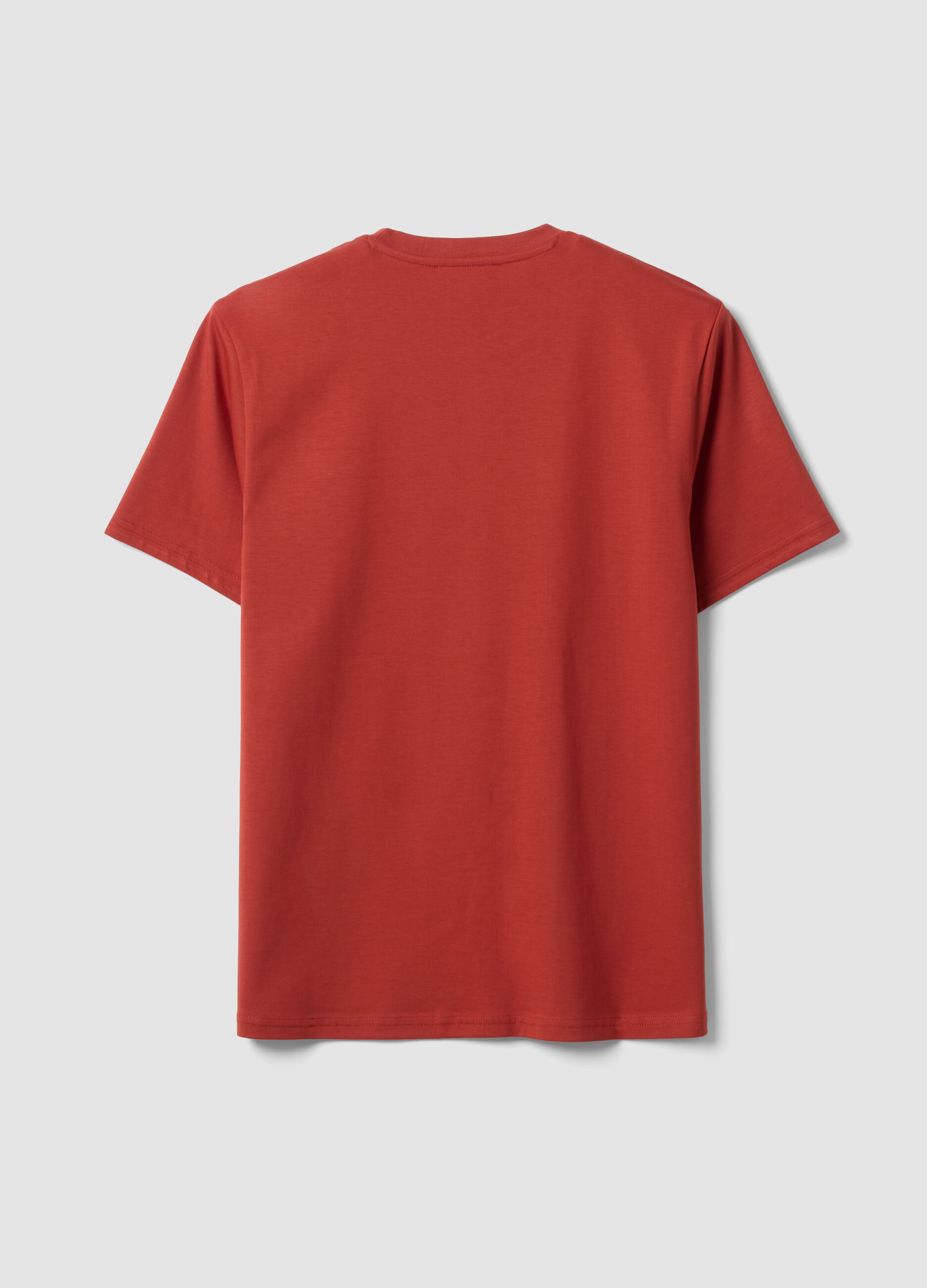 Red Supima cotton crew-neck T-shirt, regular fit