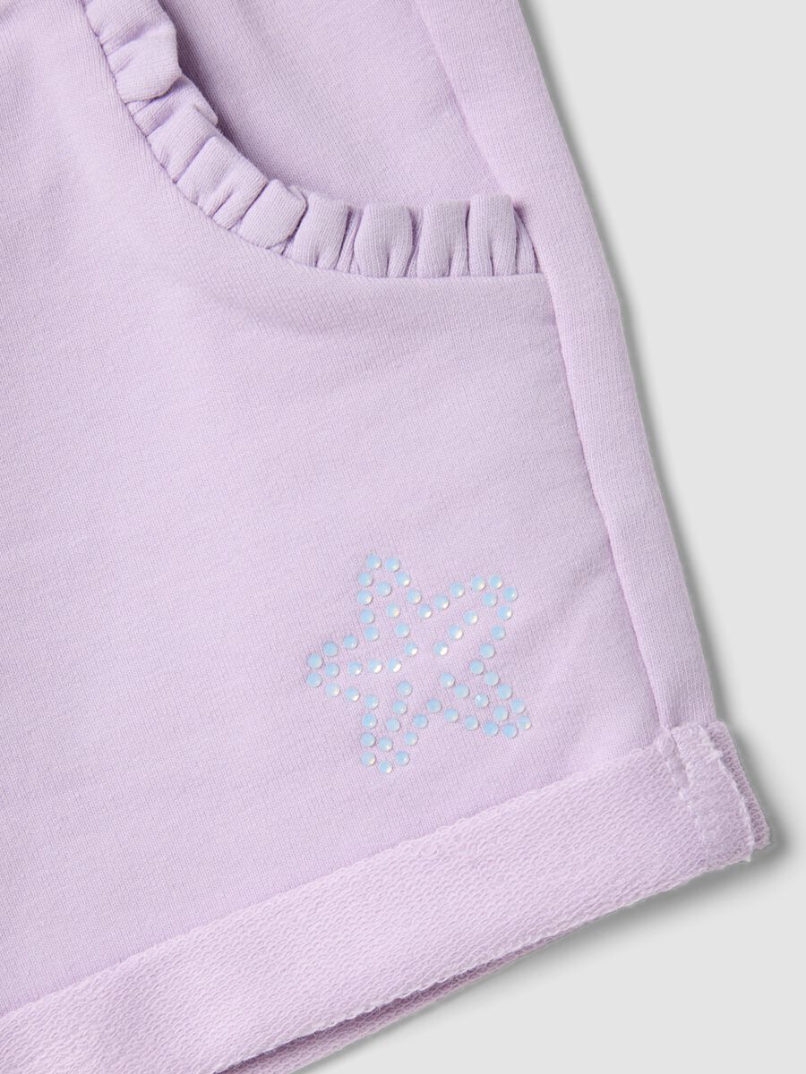 Girls&rsquo; purple stretch cotton shorts with bow_2