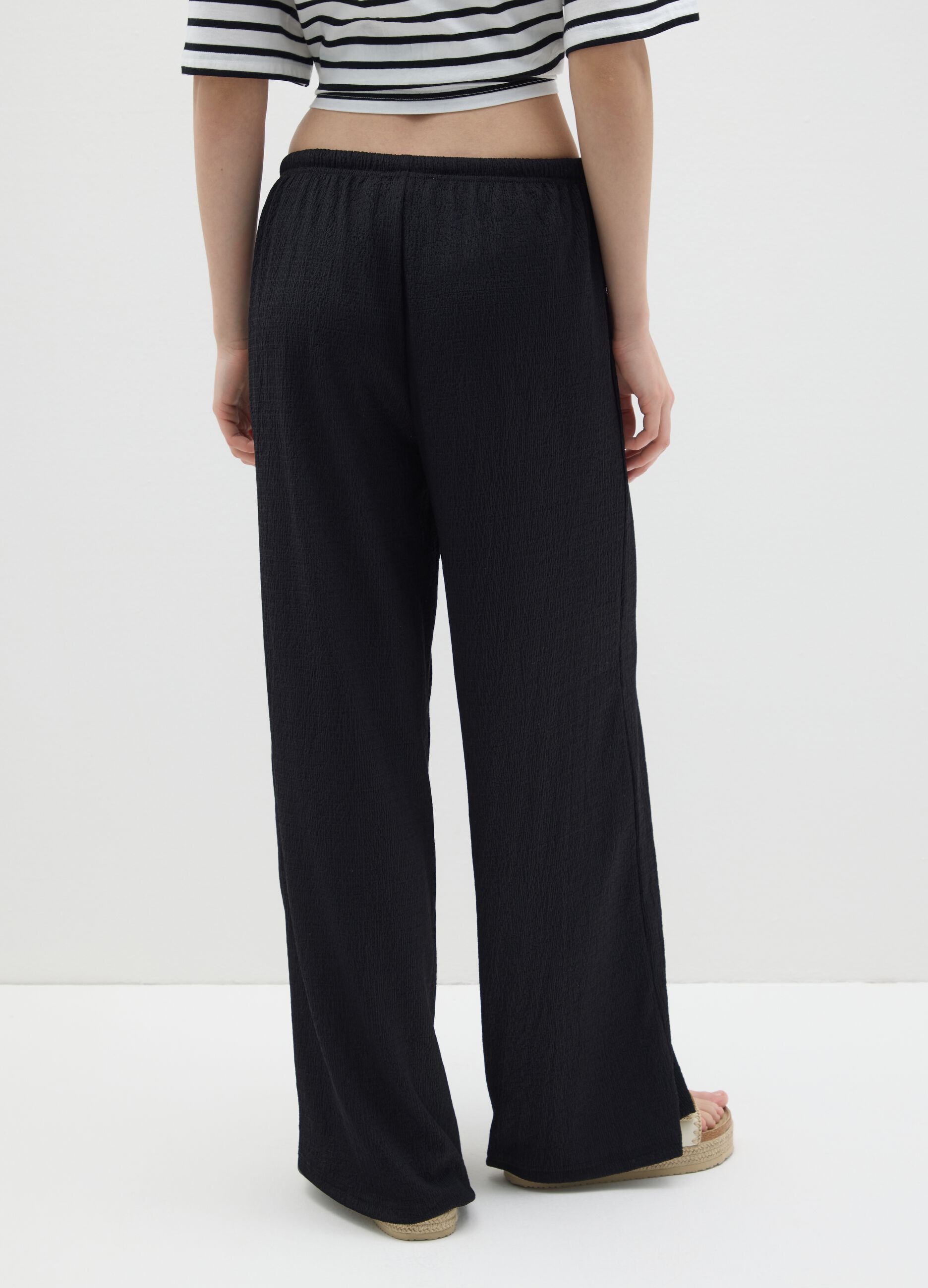 Black wide trousers with elastic waist B.Angel