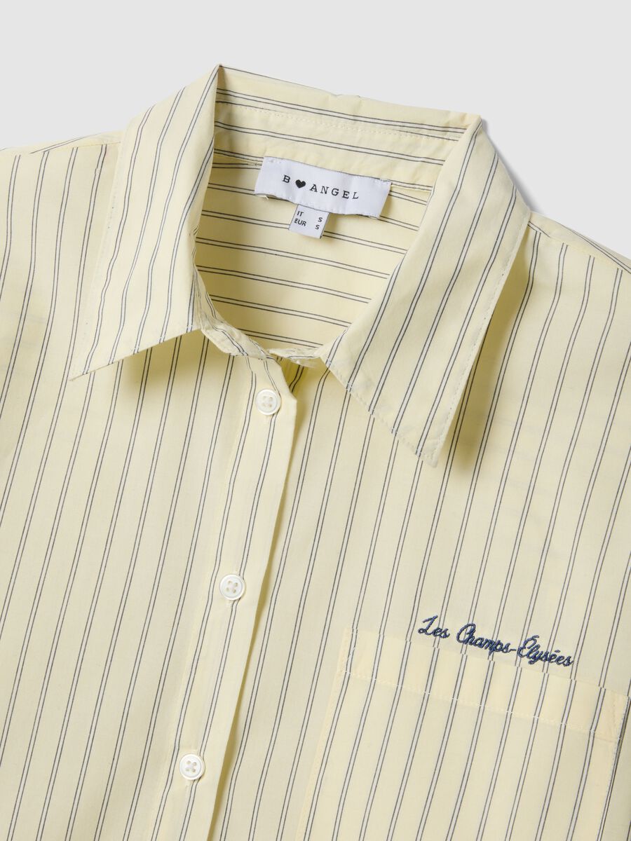 Regular fit yellow striped pure cotton shirt_5