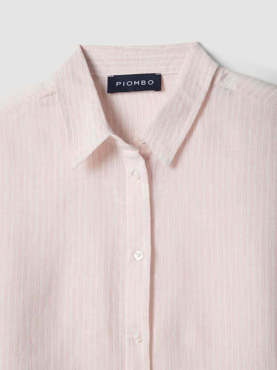Camicia in misto lino a righe multicolor regular fit_5