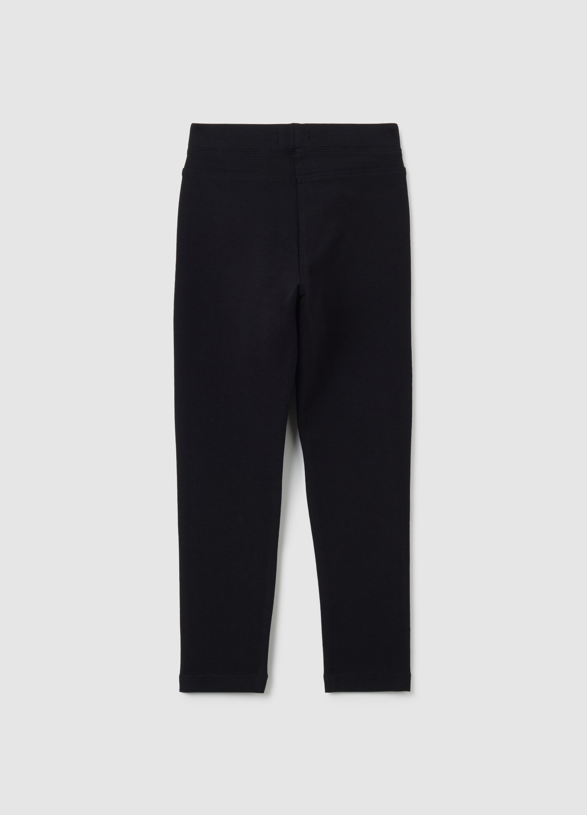Girls' black cotton leggings regular fit