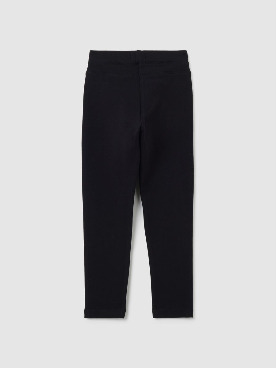 Girls' black cotton leggings regular fit_1