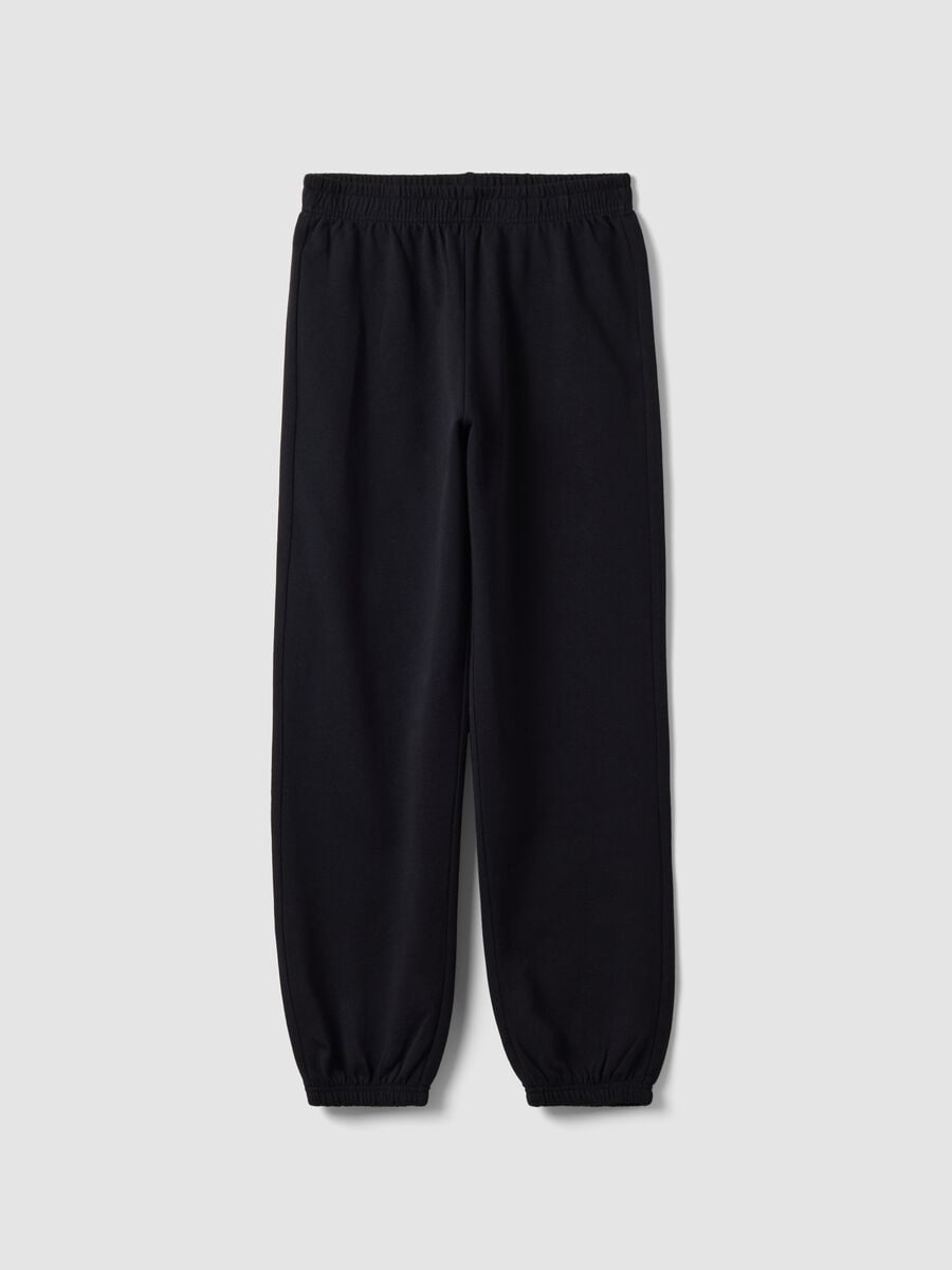 Pantaloni jogger neri in misto cotone organico e viscosa per ragazza_3