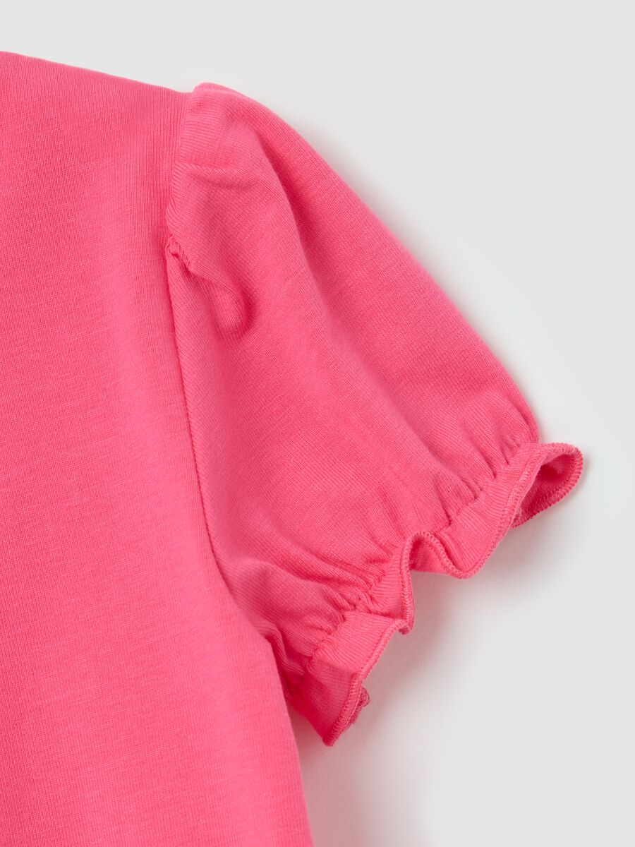Pink round neck T-shirt with embroidered details Fagottino_2