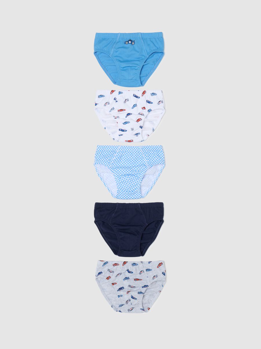 Five-pack cotton briefs with racing car print_0