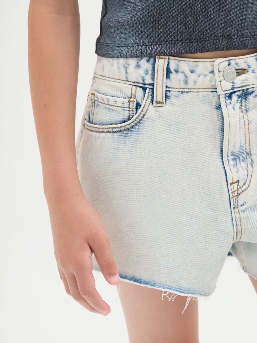 Girls' pure cotton light blue regular fit shorts_2