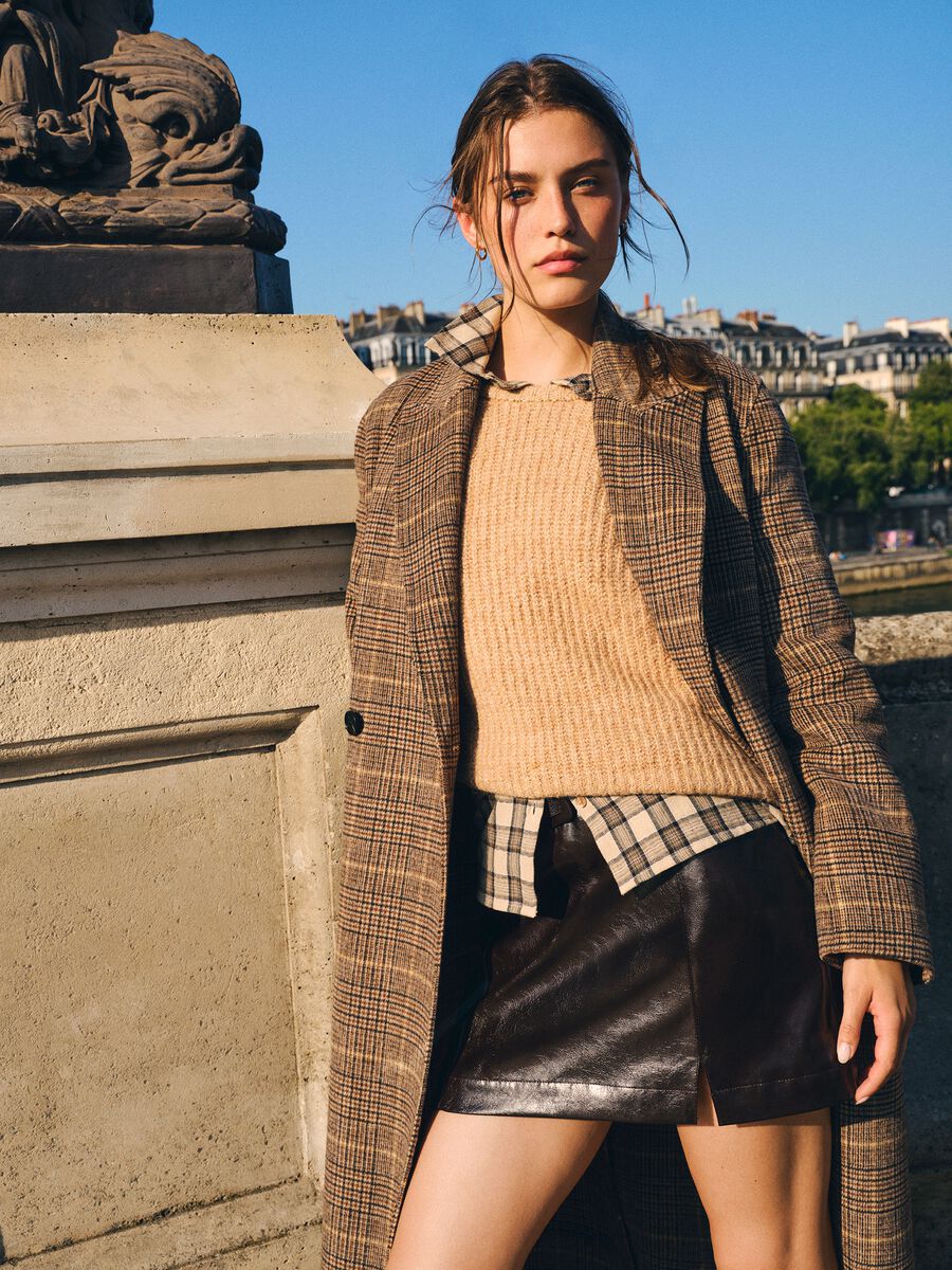 Gonna mini burgundy in vernice con cintura_0