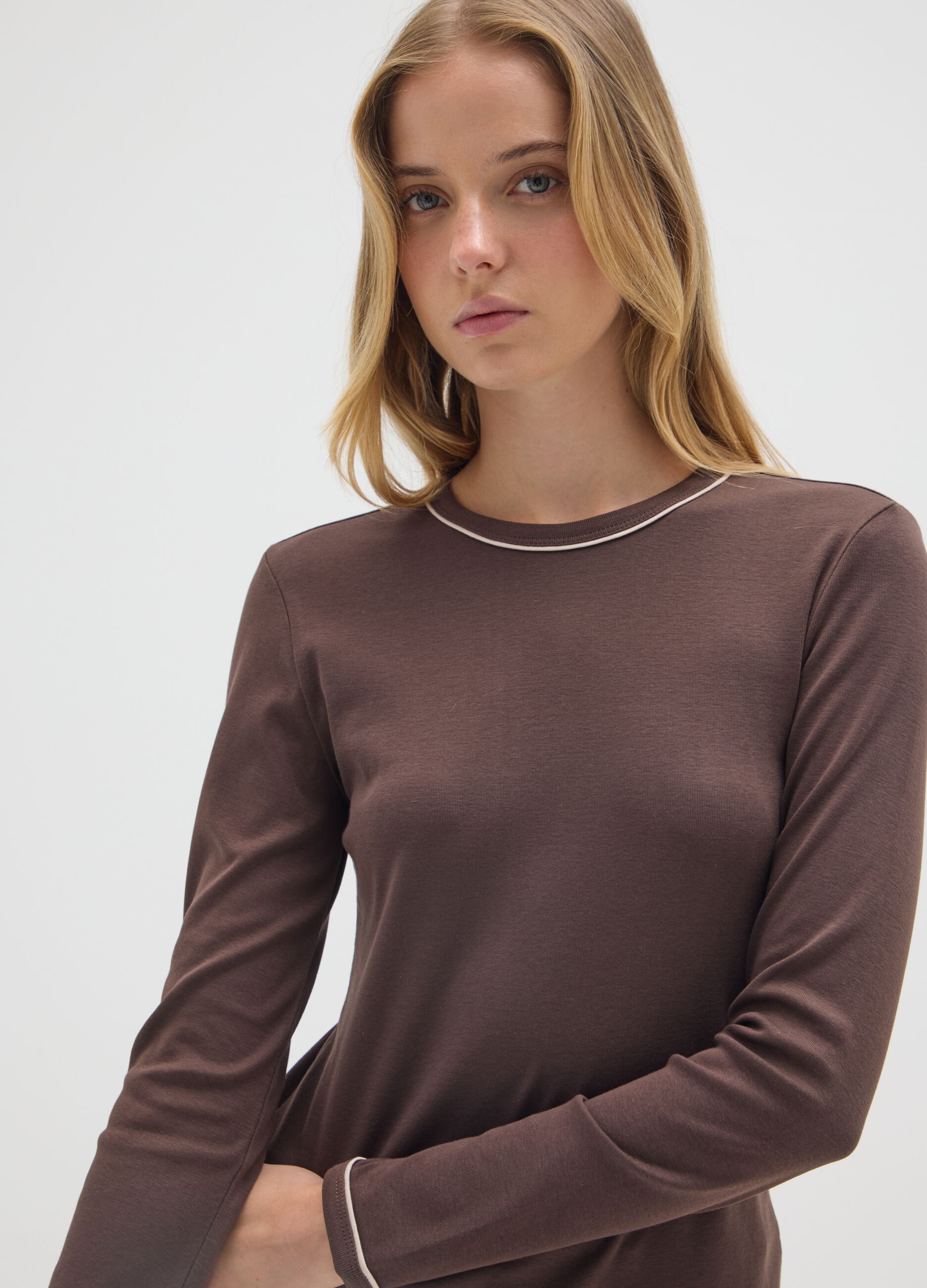 Brown pure cotton regular fit shirt