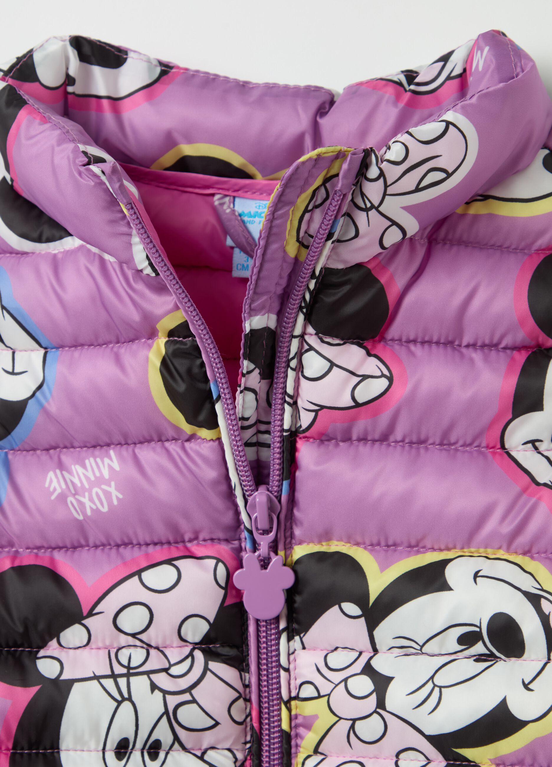 Ultralight gilet with Minnie Mouse print