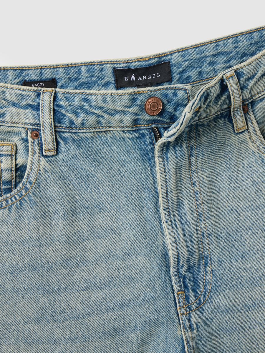 Jeans baggy blu in puro cotone elasticizzato_5