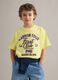 T-shirt gialla in puro cotone over fit da bambino_0
