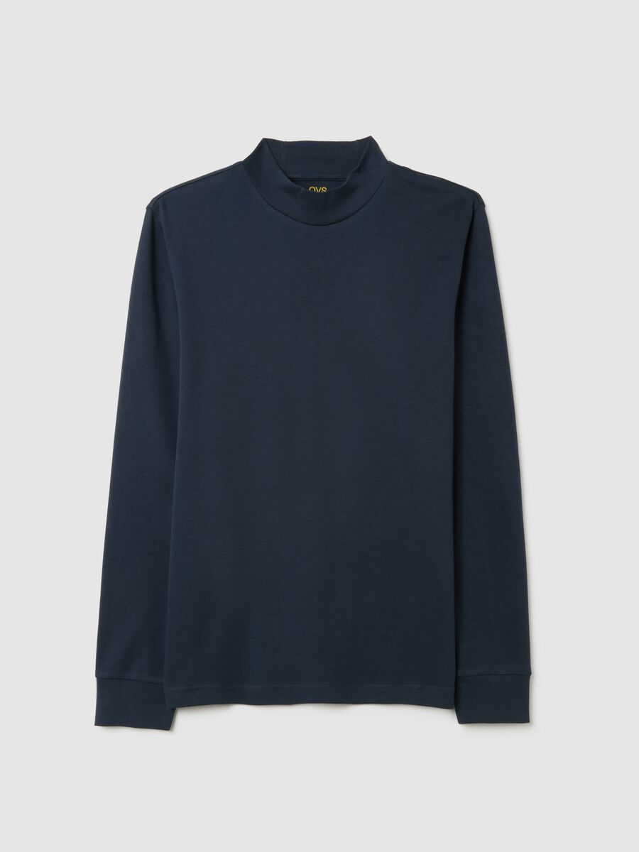 Maglia in puro cotone blu regular fit_0