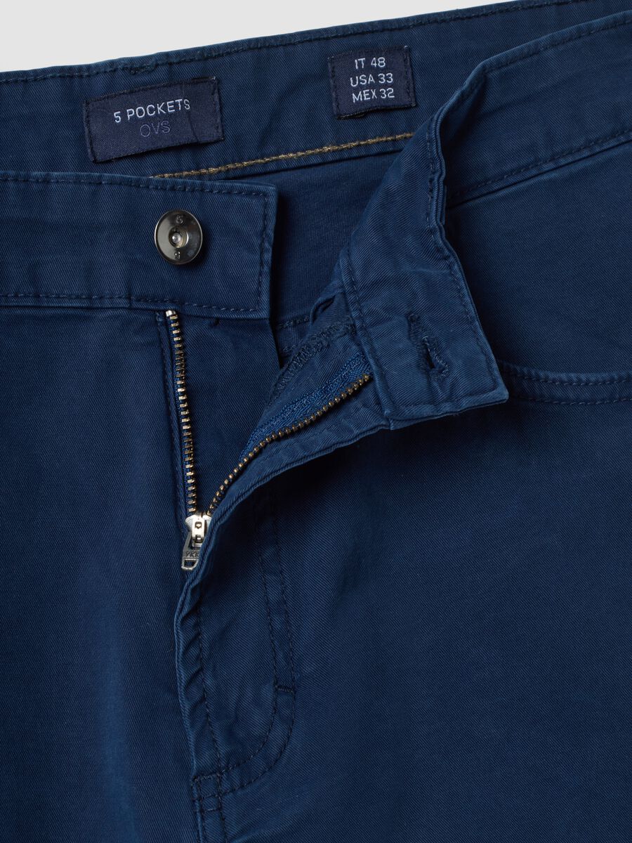 Blue regular-fit stretch cotton twill trousers_5