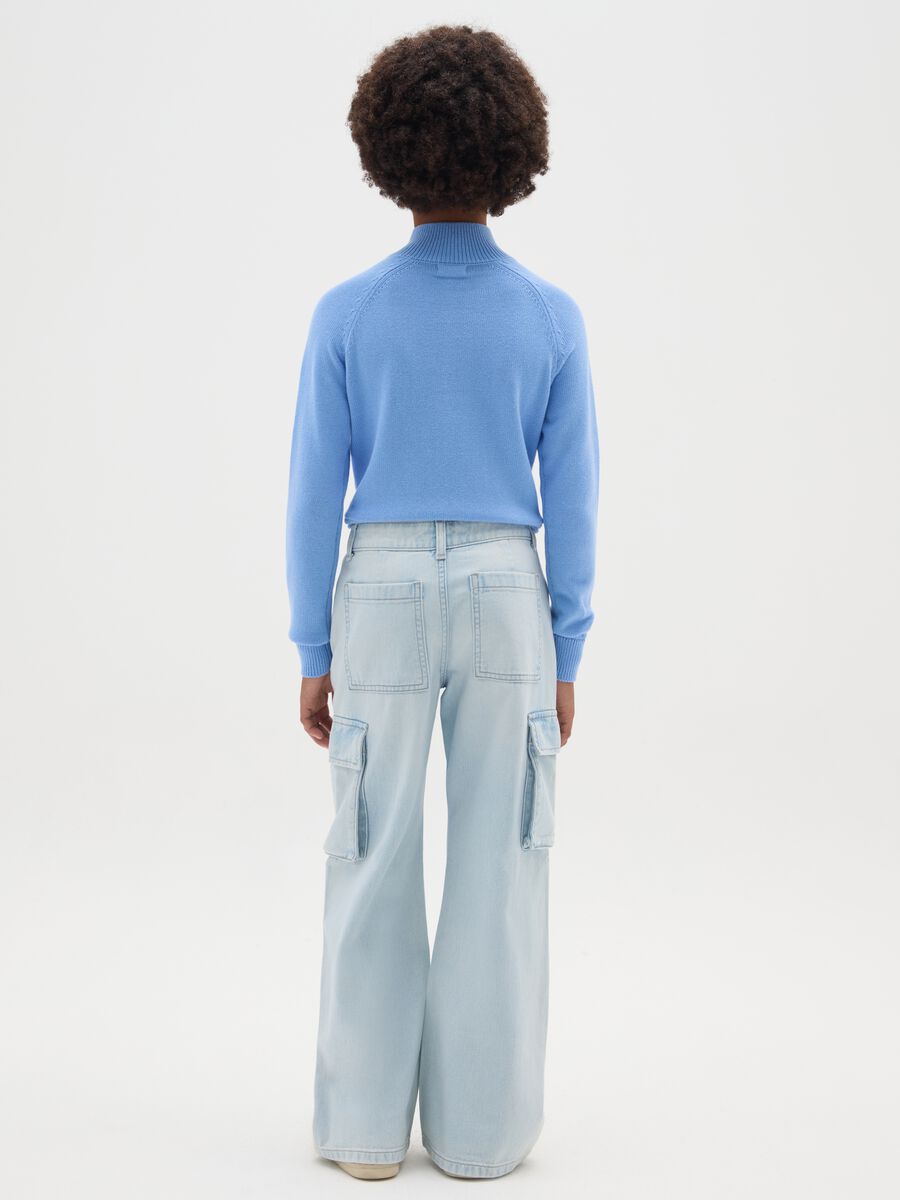 Jeans da ragazze in puro cotone azzurri relaxed fit_1