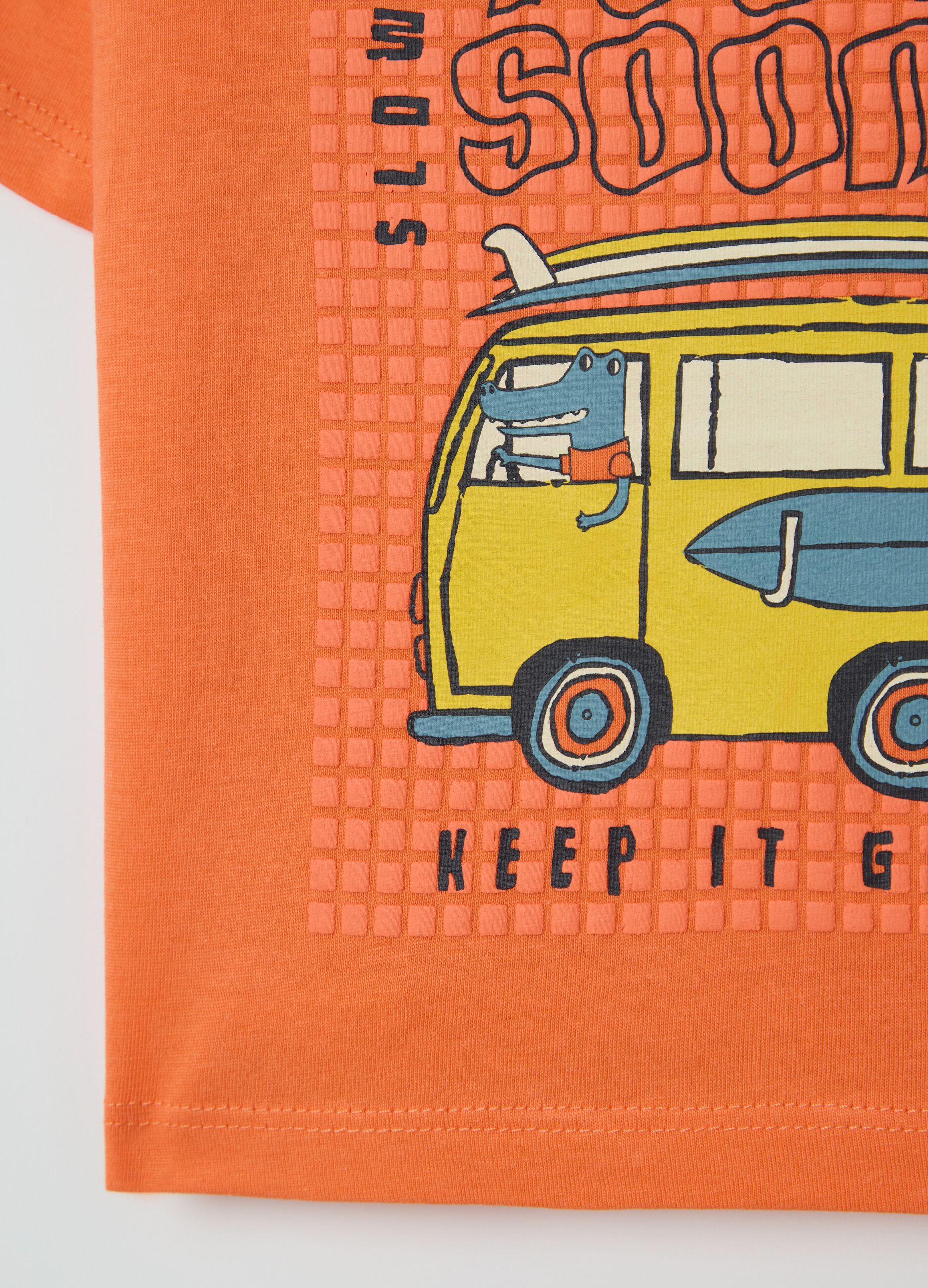 T-shirt arancione in cotone con stampa
