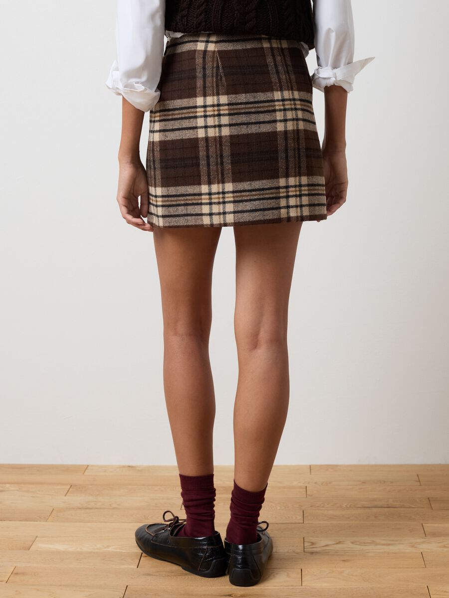 Brown multicolour check mini skirt regular fit_2