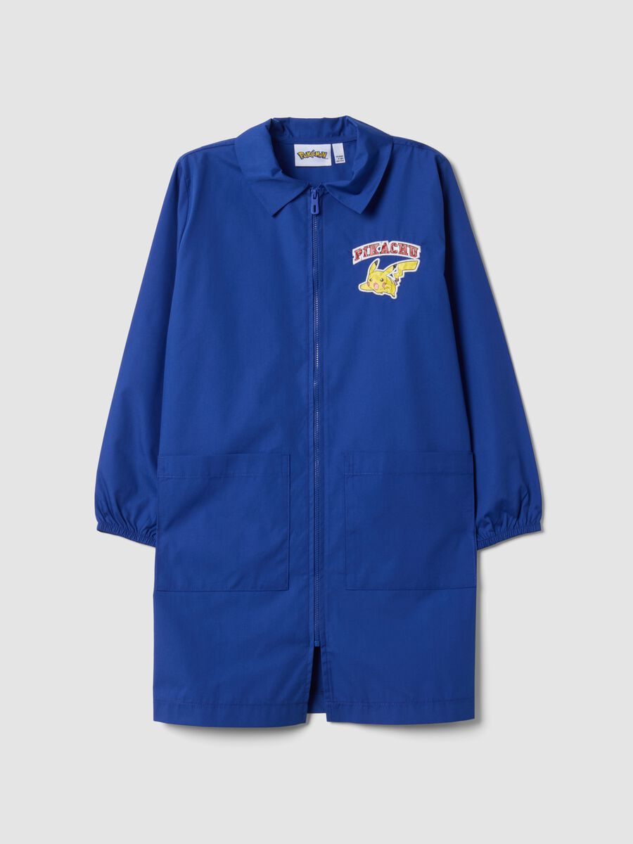 Blue school apron with zip and Pok&eacute;mon embroidery for boys_0