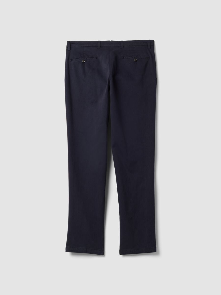 Blue stretch cotton and modal chino trousers_2