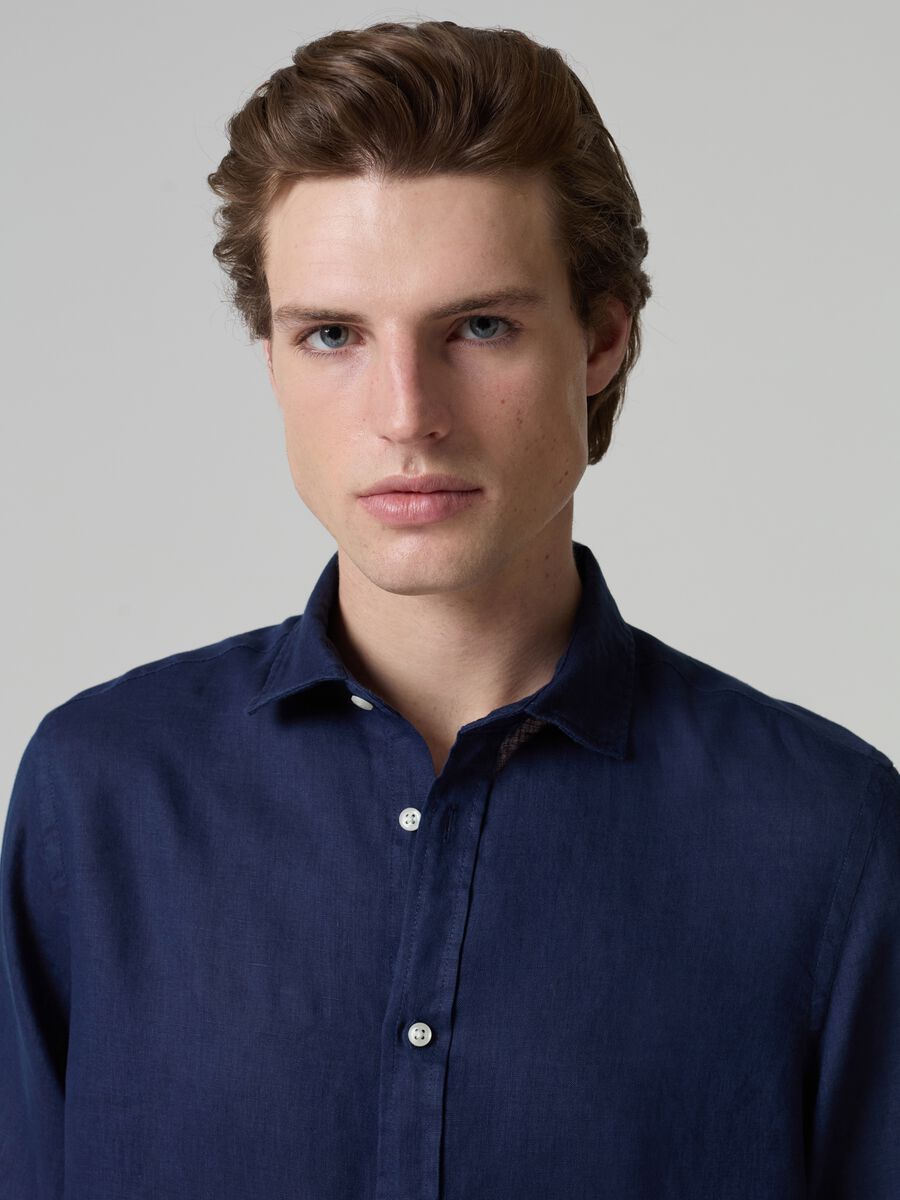 Solid colour linen shirt_1