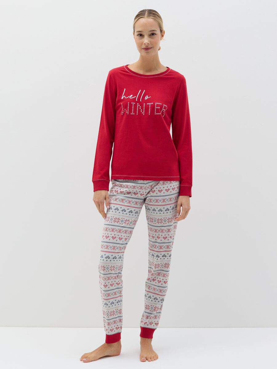 Long pyjamas with "Hello Winter" print_0