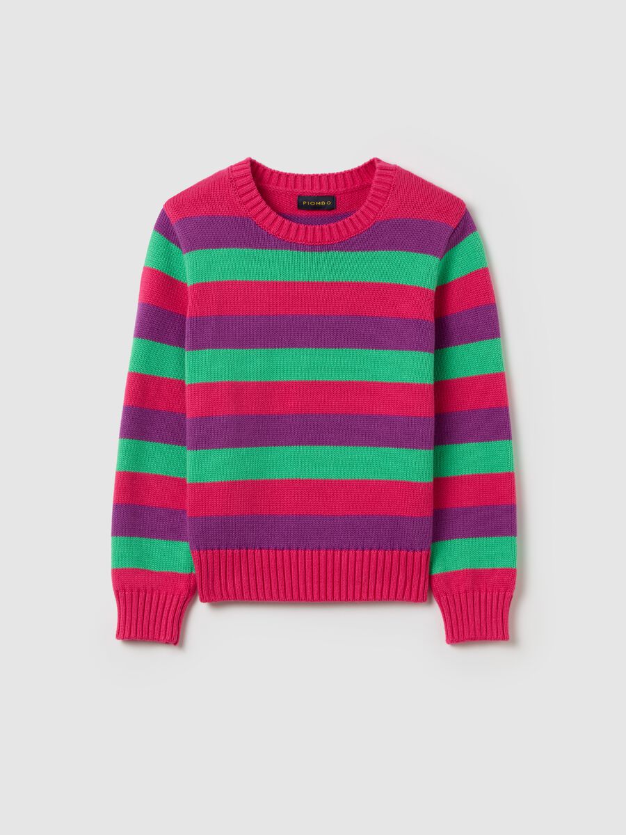 Cotton pullover with striped pattern_3