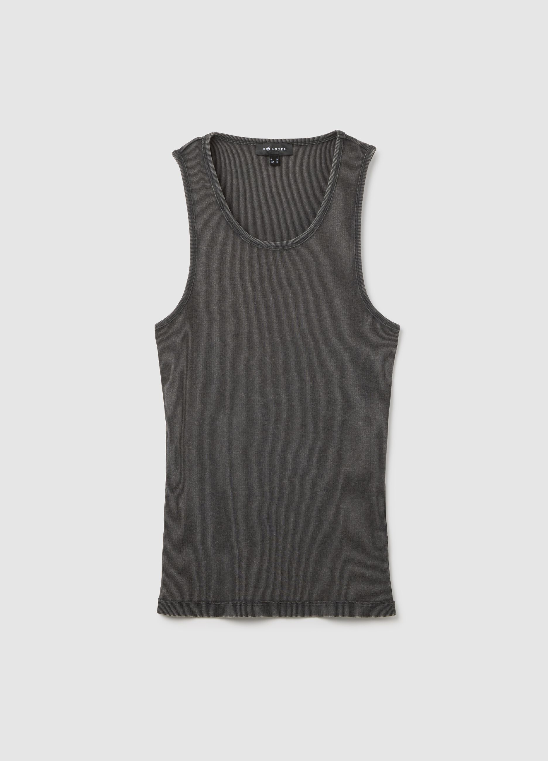 Men's grey fitted stretch cotton tank top