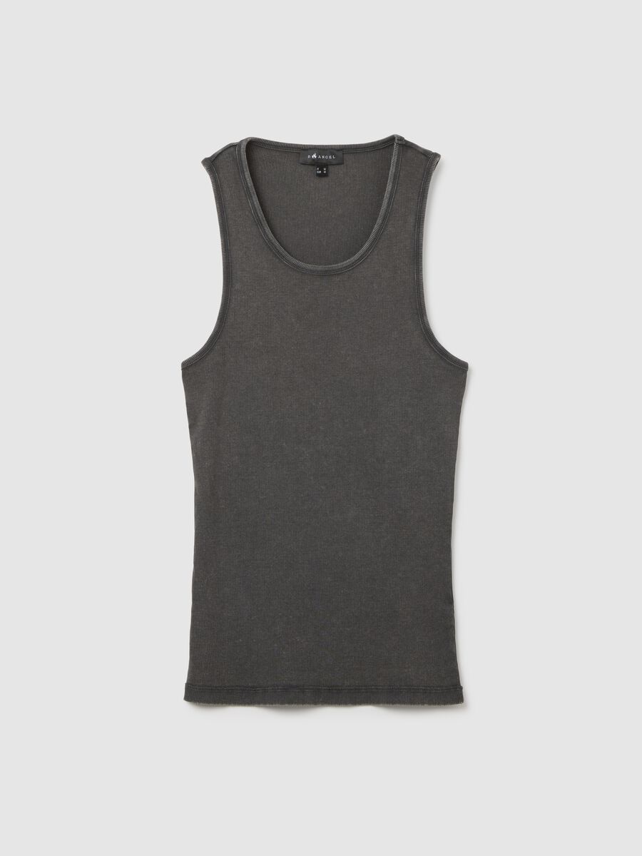 Men's grey fitted stretch cotton tank top_4
