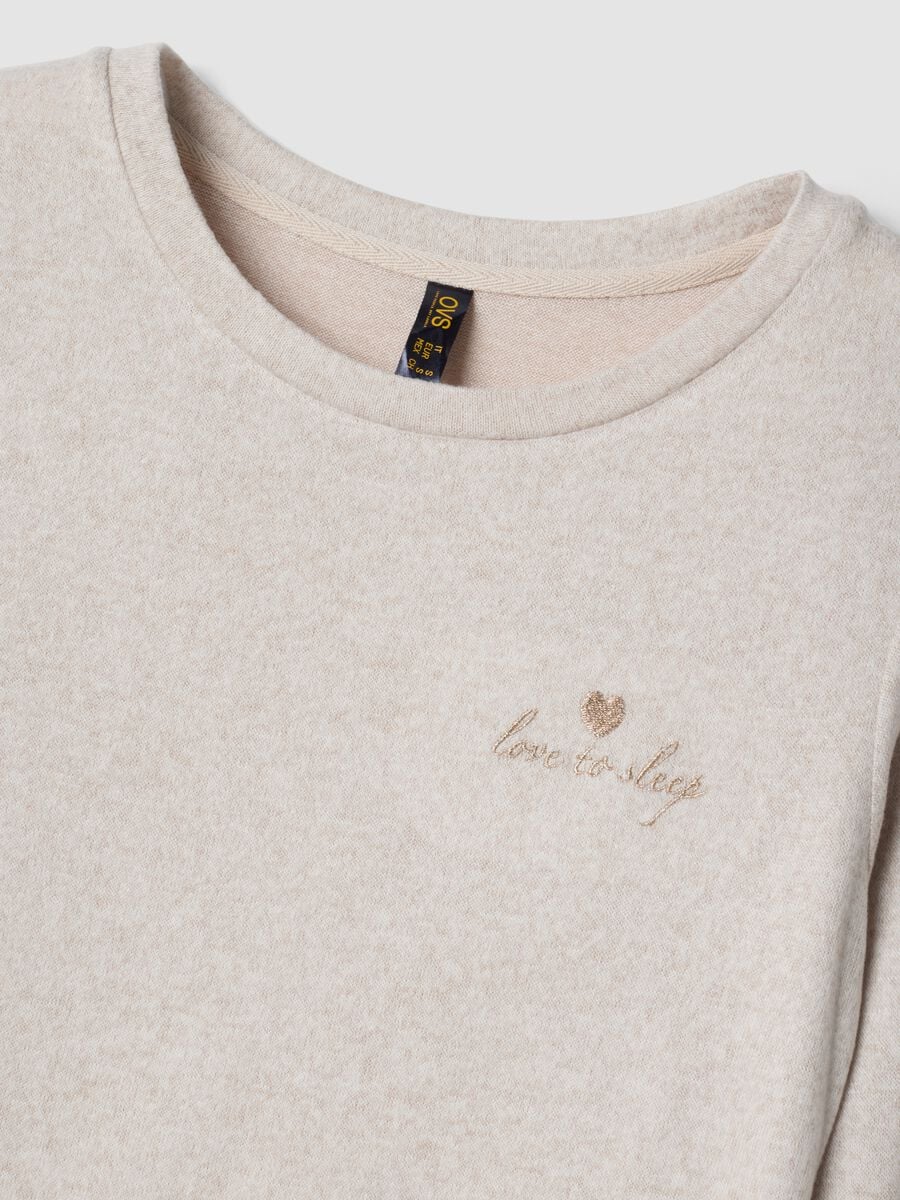 Beige stretch viscose pyjamas with crew neck_1