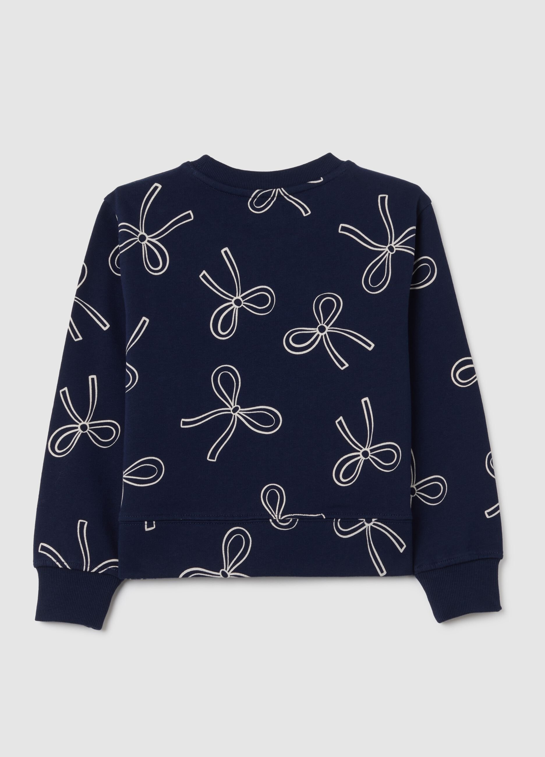 Felpa da bambina in puro cotone blu regular fit