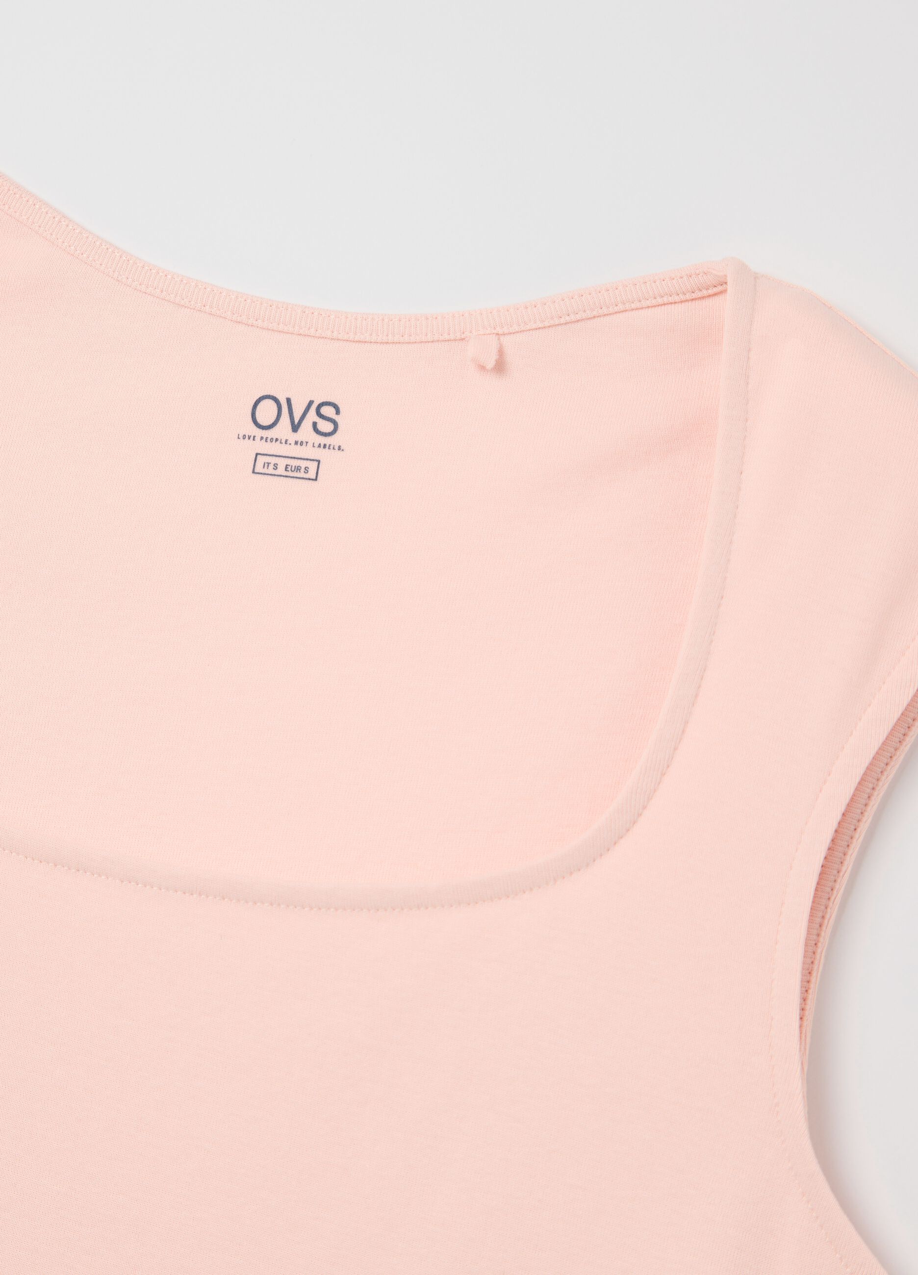 Pink tank top with square neckline