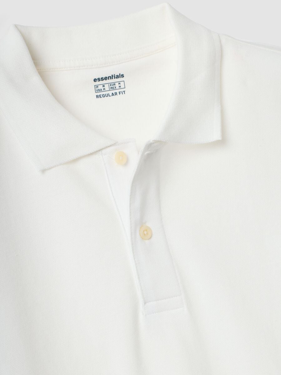 Polo bianca in puro cotone piquet con colletto classico regular fit_2
