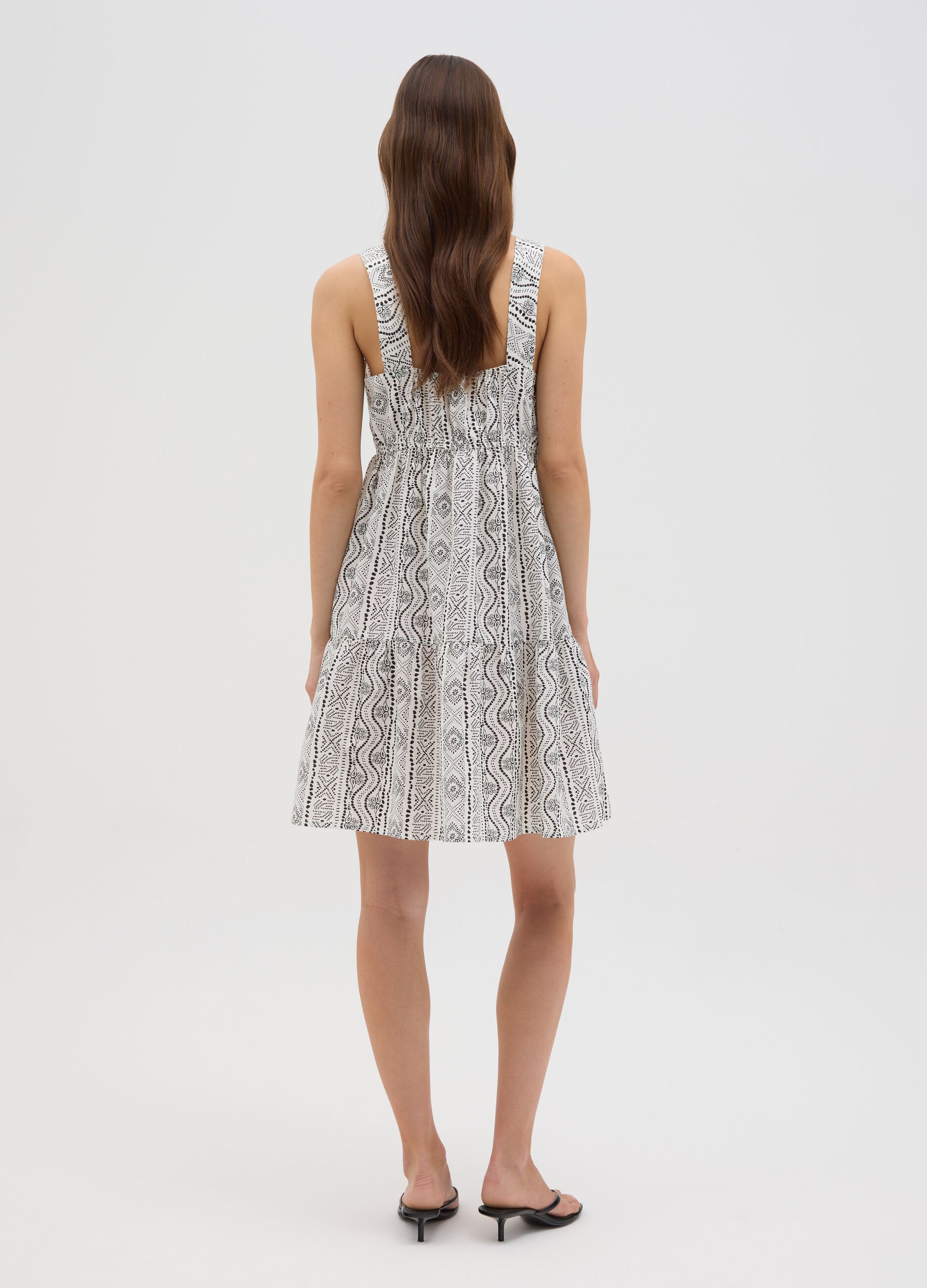 Women's dress in pure cotton, multicolour regular fit
