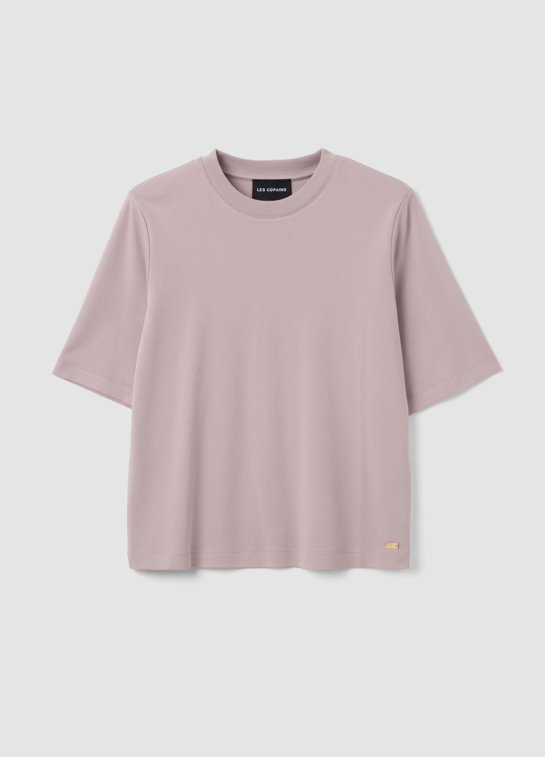 Pink boxy-fit T-shirt in cotton and viscose blend